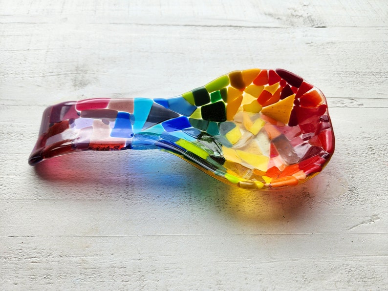 Rainbow Mosaic Glass Spoon Rest image 2