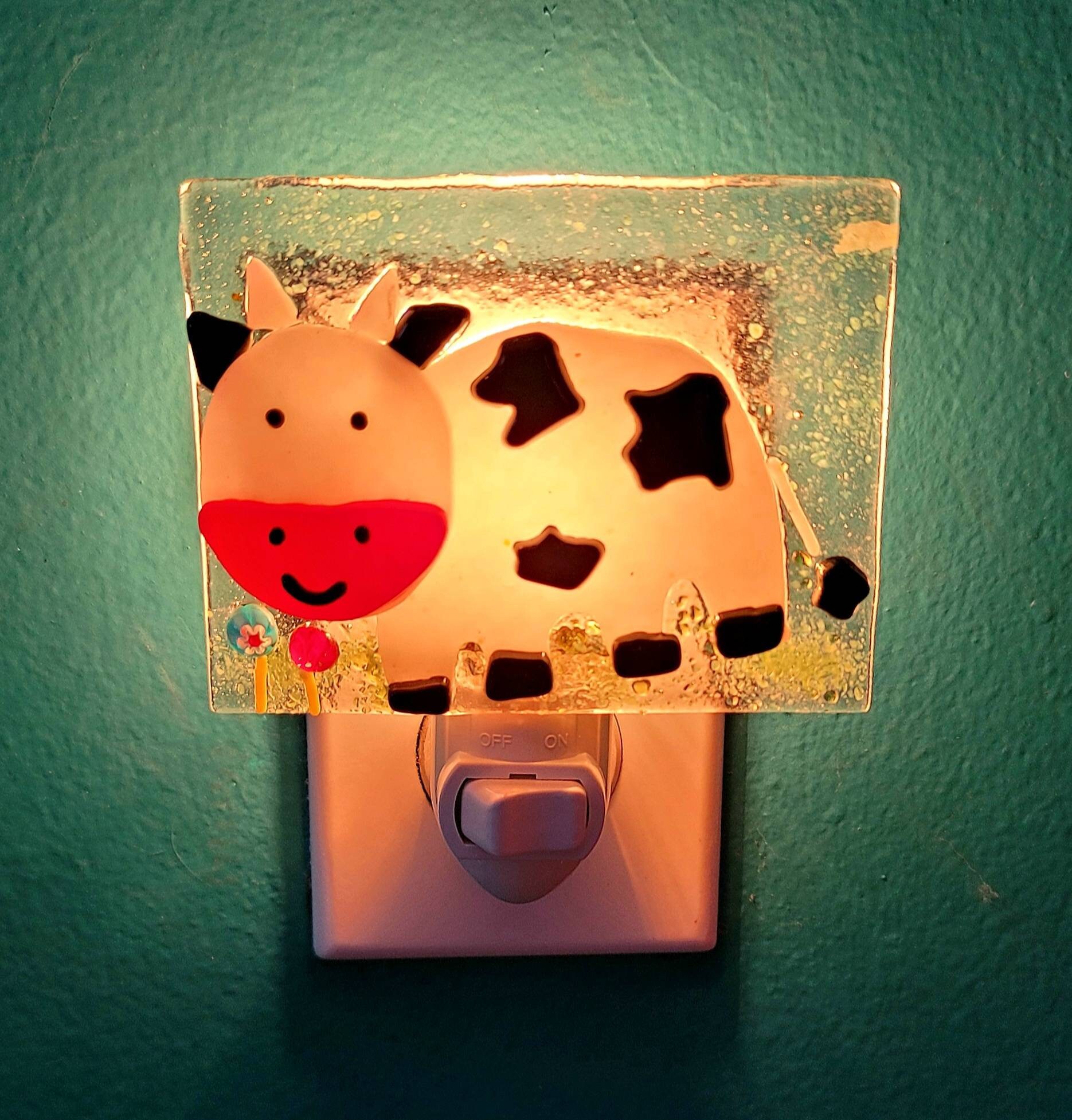 Cow Night light Thelbert the Cow Night Light Fused Glass Etsy