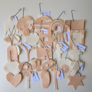 25 felt Jesse Tree Ornaments for Advent and Christmas our 'Peaches and Cream' set READY TO SHIP image 2