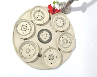 Seder Plate, Passover Plate, Pottery Plate and Dishes, Pesach Plate, Modern Judaica Gifts,  Handmade Dinnerware