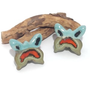Handmade Ceramic Butterfly Drawer Knobs: Turquoise, Red, Olive (Pair)