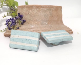 Pastel Blue Ceramic Cabinet Knobs: Unique Home Decor, Set of 2