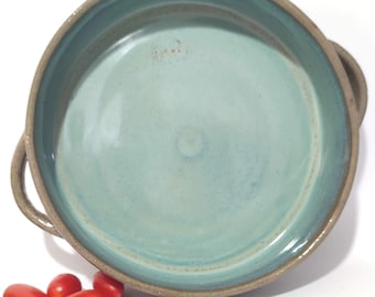 Baking Dish with Handles,  Handmade Pottery Pie Dish, Serving Bowl,  Turquoise Green kitchenware. Gifts for the Home