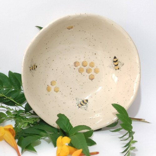 Pottery Bowl Ceramic Bee Bowl Cereal Bowl Dessert Bowl for Etsy