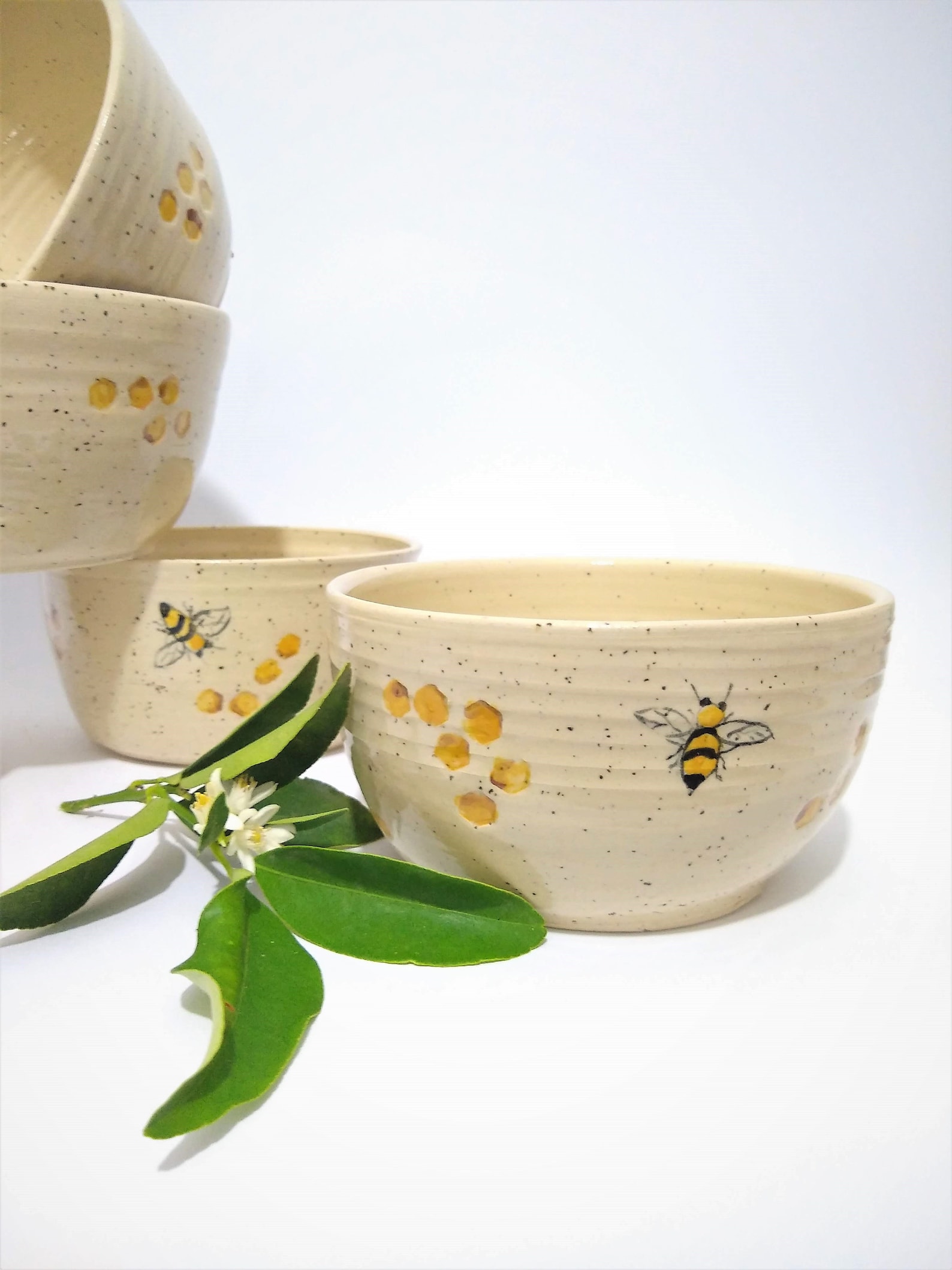 Pottery Bowl Ceramic Bee Bowl Cereal Bowl Dessert Bowl for Etsy