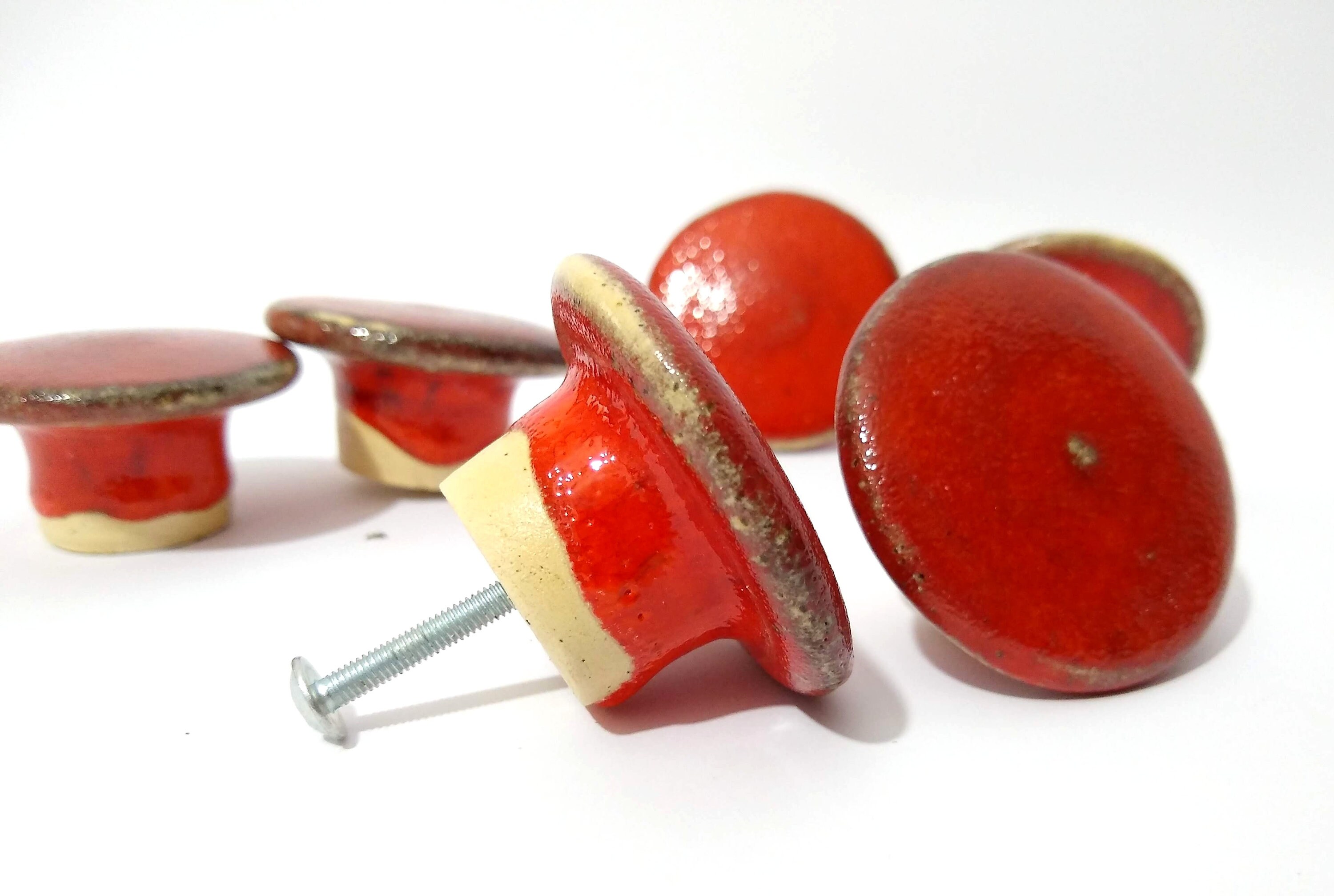Interior Design Handmade Ceramic Knobs Red Door Knobs Custom Etsy