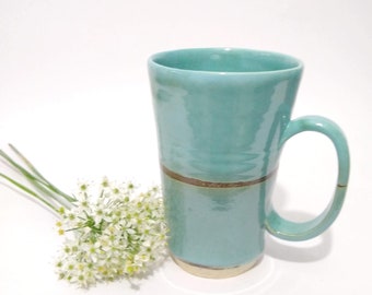 Large Coffee Mug, Pottery Mug, Coffee Cup, Tea Mug, Hot Chocolate Mug, Turquoise and Teal Pottery