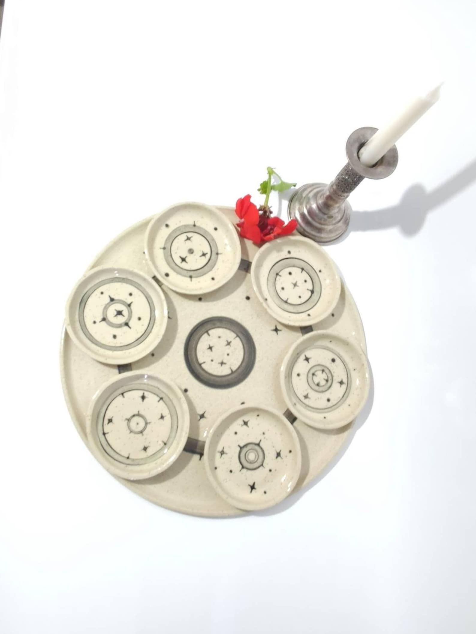 Pottery Seder Plate: Passover Plate with Dishes Handmade Original Design