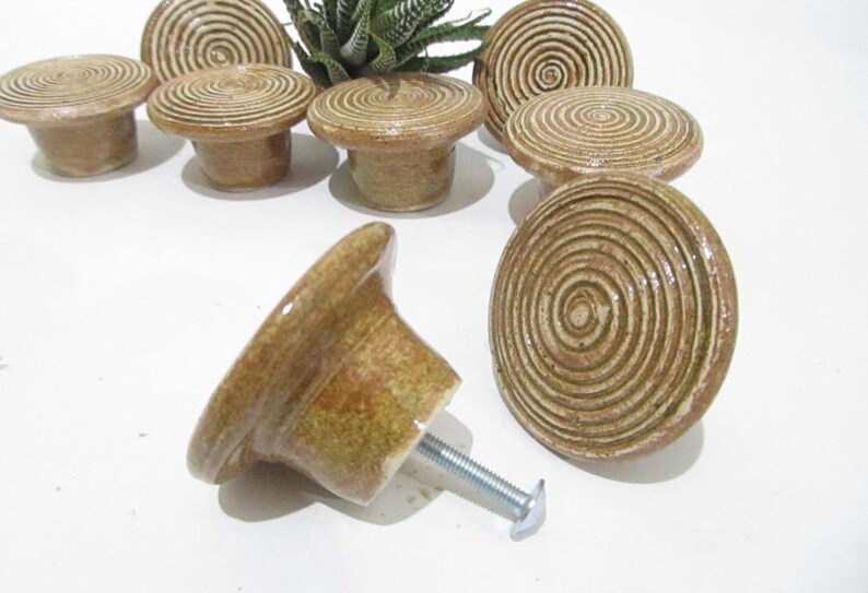 Door knobs Bespoke Knobs Brown Beige Ceramic Knobs Etsy