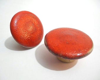 Red Ceramic Cabinet Knobs: Interior Design Hardware, Handmade