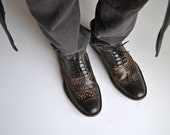 Leather Lace-up Mens Brogues Handmade_ M DESIGN