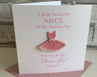 Will You Be My Flower Girl Card, Personalised, Bridesmaid, Maid of Honour, Sister, Daughter, Niece etc.