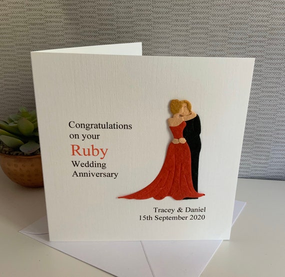 Ruby Wedding Anniversary Card Personalised Mum And Dad Etsy