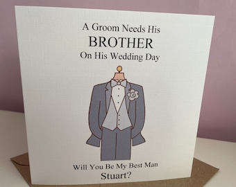 Personalised Will You Be My Best Man Card, Usher, Page Boy, Groomsman, Witness, Dad, Brother, Best Friend