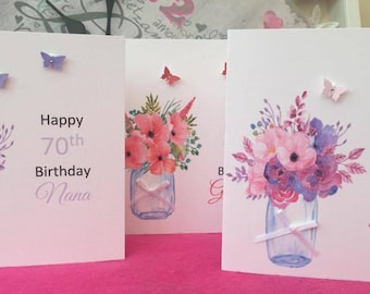 Personalised Birthday Card, any name age, Mum, Grandma, Nana, 60th, 70th, 80th