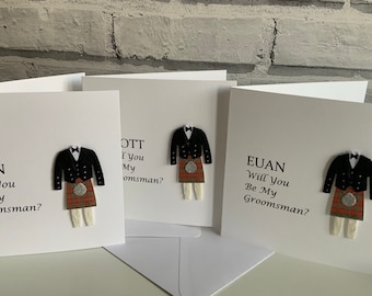 Personalised Kilt Groomsman Card, Scottish Wedding, Best Man, Usher