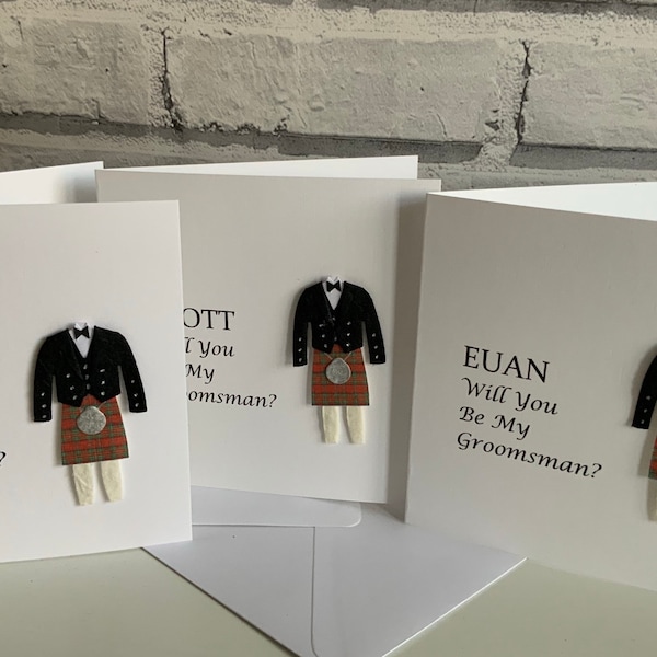 Scottish Will You Be My Best Man Card, Kilt Card, Usher, Groomsman, Page Boy, Witness etc.