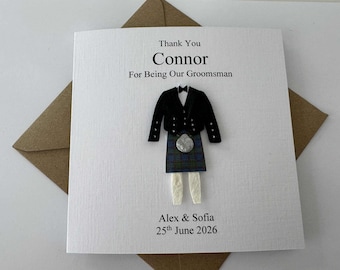 Personalised Thank You Scottish Kilt Card: Groomsman, Usher