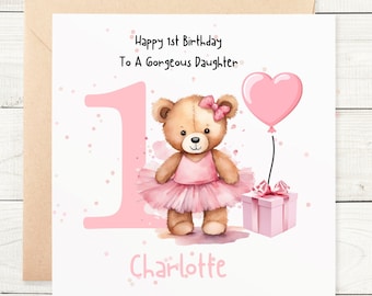 Personalised 1st Birthday Card Granddaughter, Daughter, Great Granddaughter, Niece, Cousin, Keepsake, Kids, Child Bunny