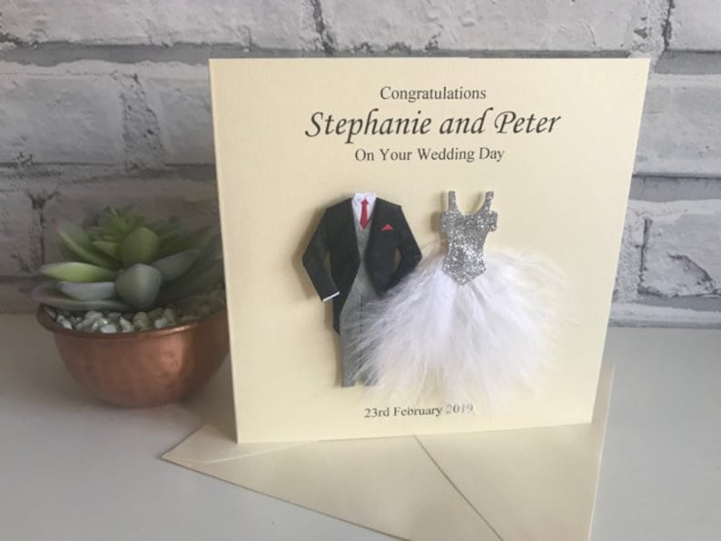 Personalised Wedding Card Personalised Wedding Day Card Couple, Mr & Mrs Cream