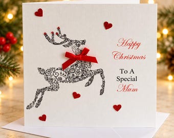 Personalised Christmas Card Mum, Dad, Grandma, Gran, Nana, Grandad, Son, Nephew, Niece, Uncle etc. Reindeer