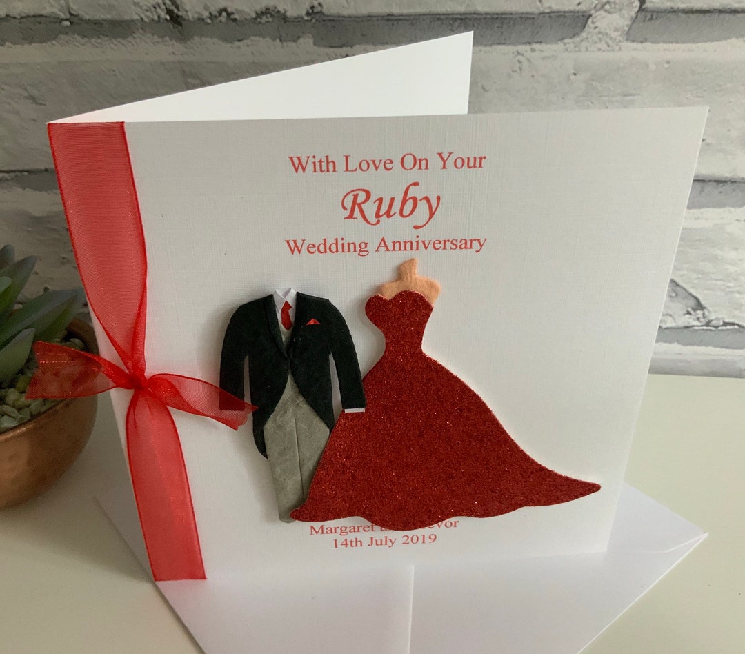 Ruby Wedding Anniversary Card Mum and Dad, 40th Wedding Anniversary ...