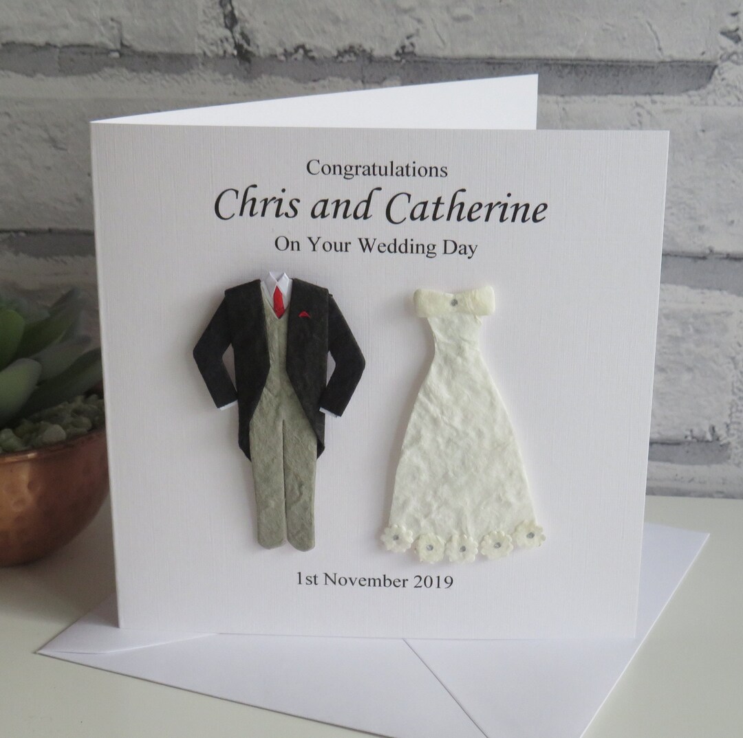 Personalised Wedding Day Card - 3D Bride and Groom - Etsy UK