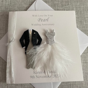 Carte d'anniversaire de mariage perle personnalisée, carte du 30e anniversaire de mariage, maman, papa, amis, couple, grands-parents