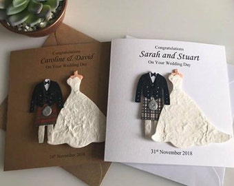 Personalised Scottish Wedding Card, Couple, Newlyweds, Bride and Groom