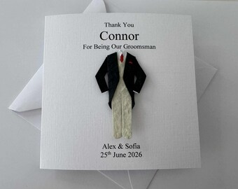 Thank You Best Man Card - Personalised Groomsman Usher Page Boy Wedding