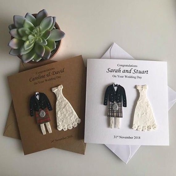 Personalised Scottish Wedding Card, Happy Couple, Newlyweds