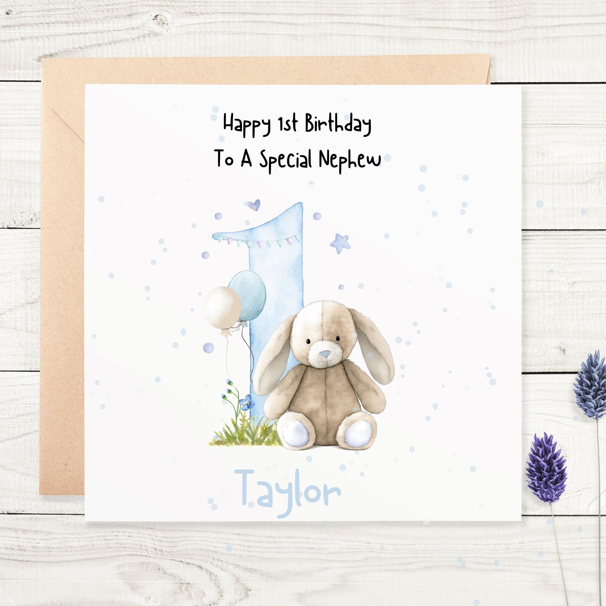 WHITE COTTON CARDS Code Ngs1-b Bleu Lapin Gorgeous Grandson 1 Have Fun