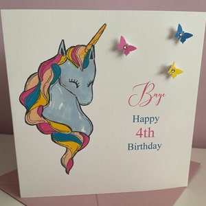 Personalisierte handgemachte Geburtstagskarte Pegasus Einhorn Tochter Mutter Schwester Fantasy