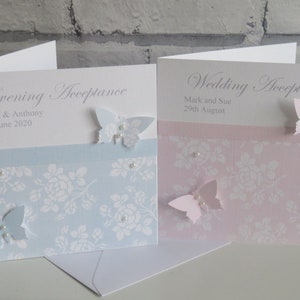 Carte de vœux personnalisée pour mariage, Carte de vœux pour le soir, Carte de mariage rose, Carte de mariage bleue, Carte de regret de mariage