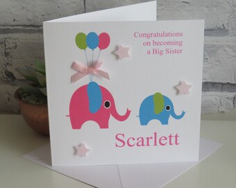 Personalised Big Sister Card: New Baby Brother/Sister