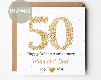 Personalised 50th Wedding Anniversary Card: Mum and Dad, Grandparents