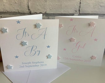 Personalised New Baby Card, congratulations card, new baby boy, new baby girl, personalised new baby card,