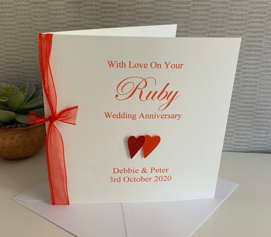 Personalised Ruby Wedding Anniversary Card: 40th Anniversary