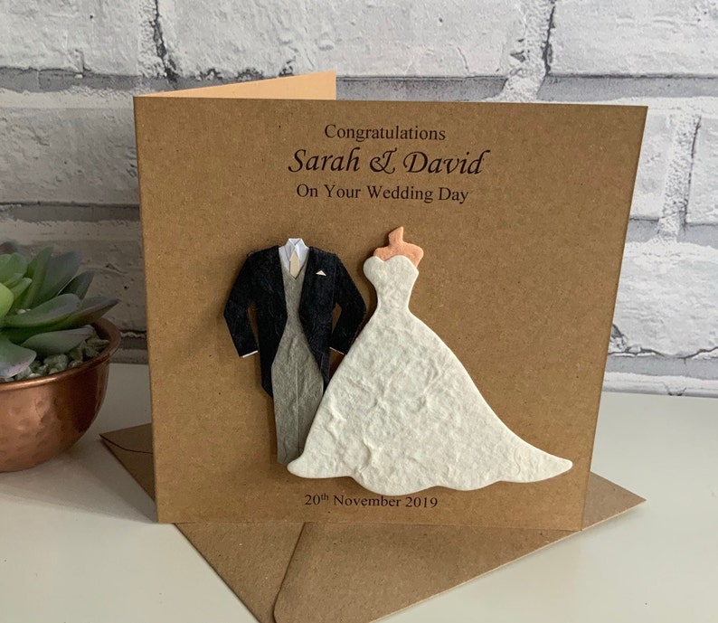 Personalised Wedding Card Personalised Wedding Day Card Couple, Mr & Mrs Kraft