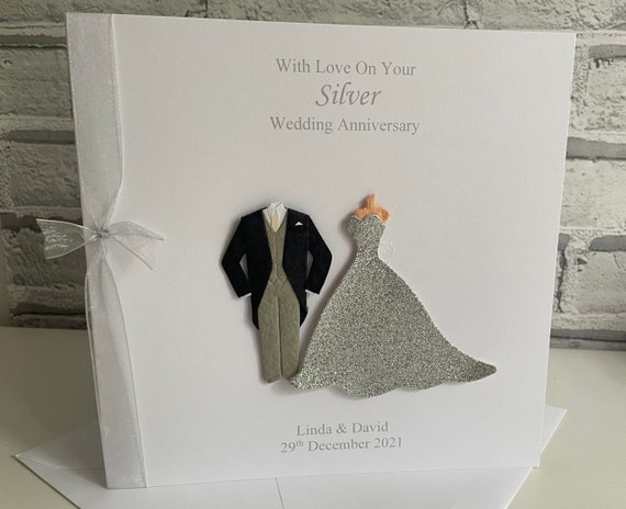 Personalised 25th Anniversary Card: Silver Glitter Dress, Keepsake Card - Etsy Personalised 25th Anniversary Card: Silver Glitter Dress, Keepsake Card - Etsy