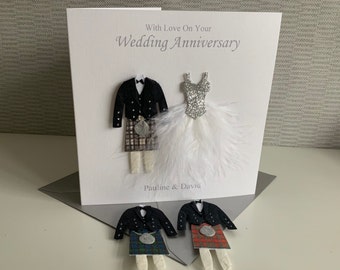 Personalised Scottish Wedding Anniversary Card, Friends, Mum and Dad, Grandma Grandad, 1st 10th 25th Any