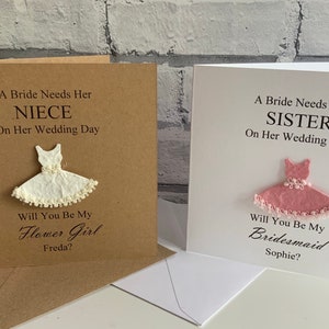 Will You Be My Flower Girl Card, Bridesmaid, Maid of Honour, Sister, Daughter, Niece etc.