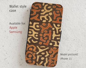 iPhone Case (all current models) - Abstract African Textile - Wallet style flip case -  Samsung Galaxy  S20 - S23 & more