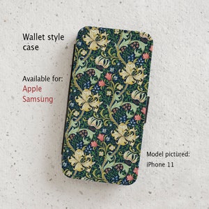 iPhone Case (all current models) -  Golden Lily in Indigo - William Morris - wallet flip case  -  Samsung Galaxy S20 - S23 & more
