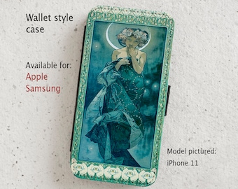 iPhone Case (all current models) - Alphonse Mucha - Art Nouveau - wallet style flip case -  Samsung Galaxy S20 - S23 & more