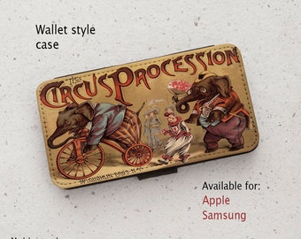 iPhone Case (all current models) - Circus Procession - Children's Book Cover - Wallet flip case - Samsung Galaxy S20 - S23 & more