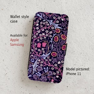 iPhone Case (all current models) - William Morris - Floral Design - wallet style flip case -  Samsung Galaxy S20 - S23 & more