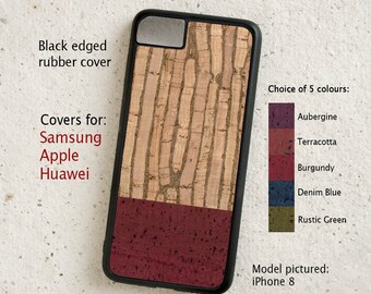 Phone case - Cork leather  - Duotone Striped