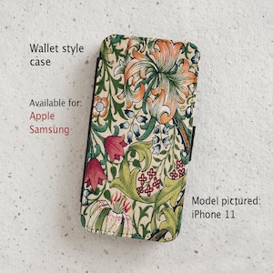 iPhone Case (all current models) -  Golden Lily - William Morris - wallet flip case  -  Samsung Galaxy  S20 - S23 & more