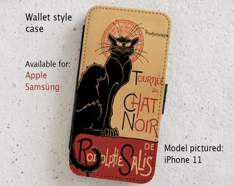 iPhone Case (all current models) - Chat Noir - Black Cat - Vintage Illustration - wallet flip case - Samsung Galaxy S20 - S23 & more
